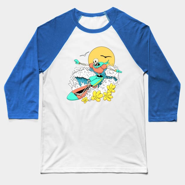 Surfing Papyrus from Undertale Baseball T-Shirt by halegrafx